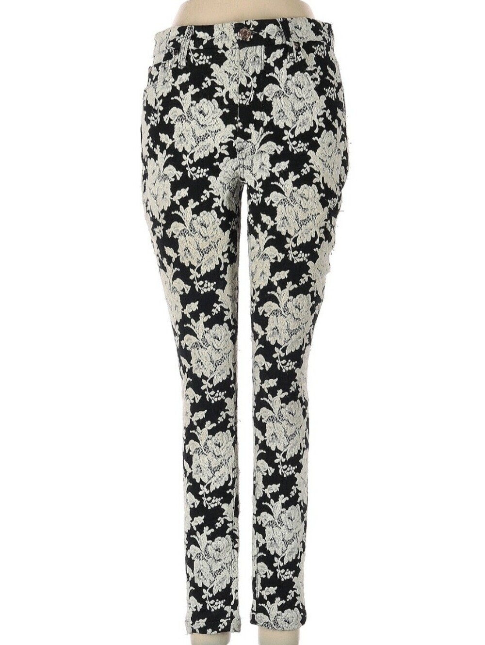 7 For All Mankind Size 28 Jeans Black Paisley Lace